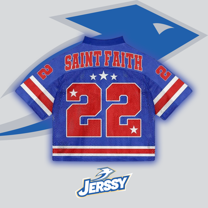 Saint Faith No 22 Graphics Blokecore Blokette Football V-Neck T-shirt