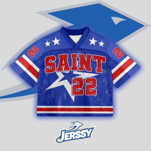 Saint Faith No 22 Graphics Blokecore Blokette Football V-Neck T-shirt