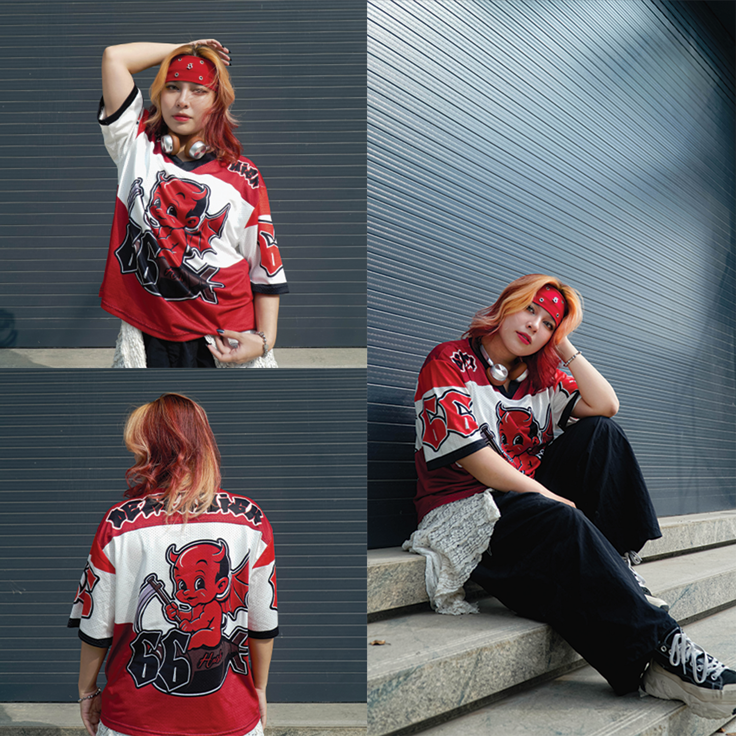 Devil's Son Graphics Blokette Blokecore Jersey V-Neck T-shirt