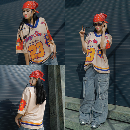 Rising Star No 23 Graphics Blokecore Blokette V-Neck T-shirt