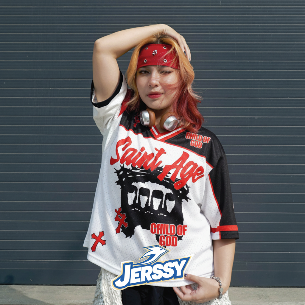 Jerssy Brand Saint Age Graphics Blokecore Blokette V-Neck T-shirt