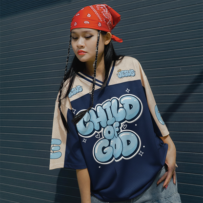 Jerssy Brand Child Of God No 67 Graphics Blokecore Blokette V-Neck T-shirt