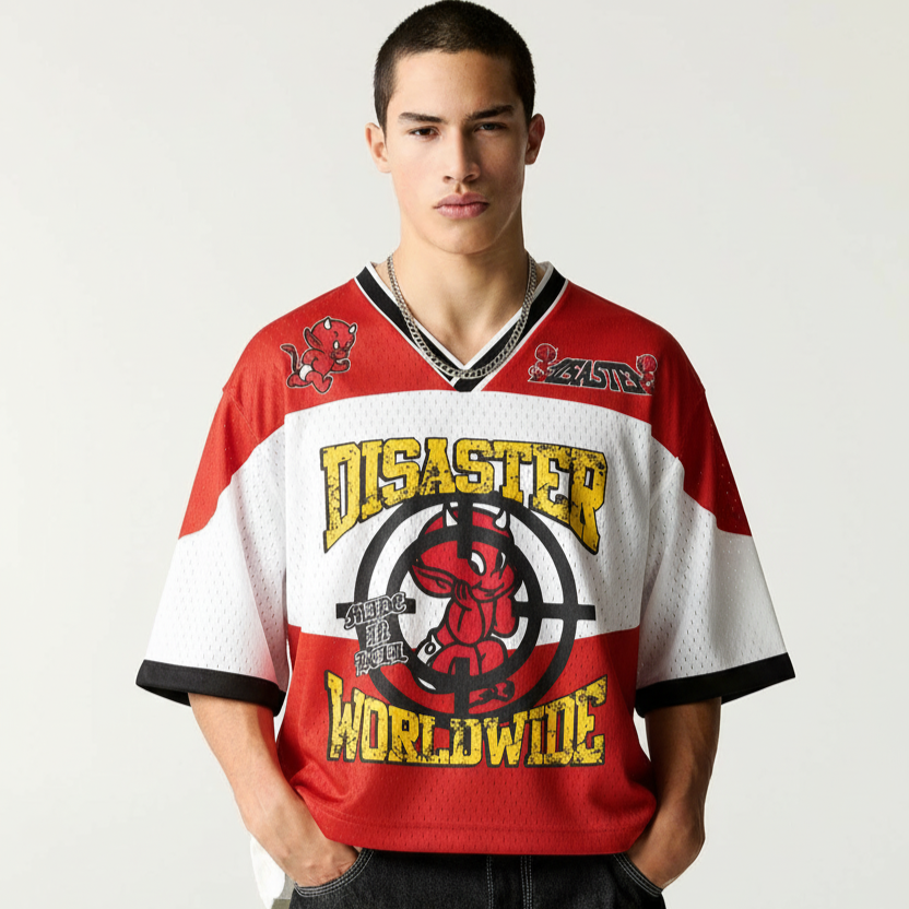 Jerssy Brand Disaster WorldWide Graphics Blokecore Blokette V-Neck T-shirt