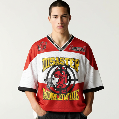 Jerssy Brand Disaster WorldWide Graphics Blokecore Blokette V-Neck T-shirt