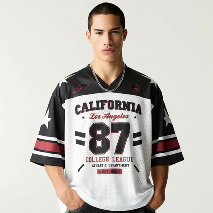 Jerssy Brand CALIFORNIA No 87 Graphics Blokecore Blokette V-Neck T-shirt