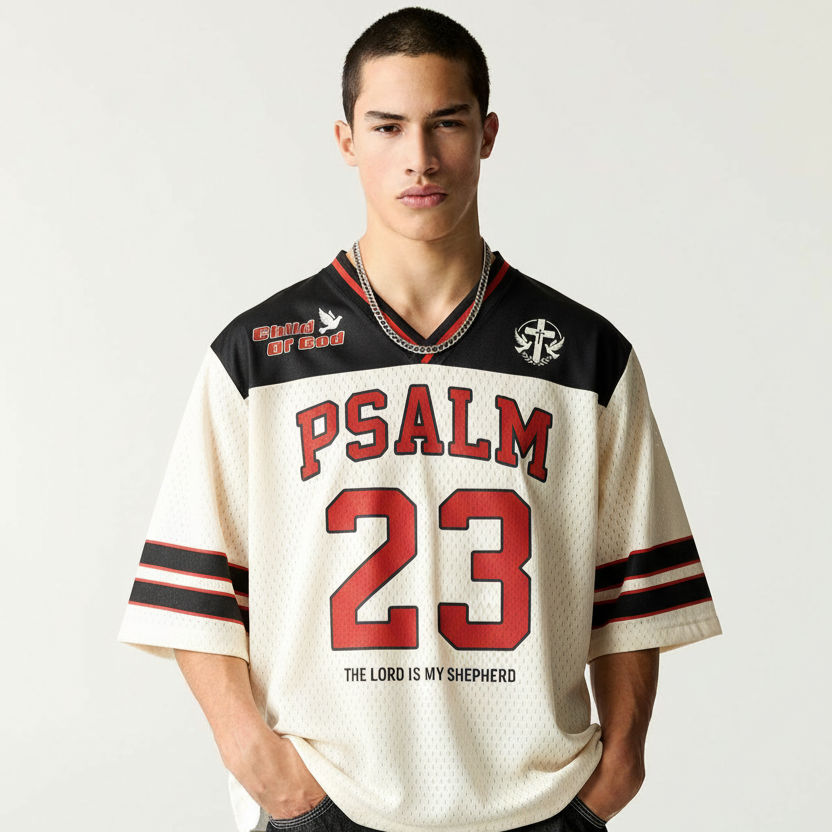 Jerssy Brand Psalm No 23 Graphics Blokecore Blokette V-Neck T-shirt