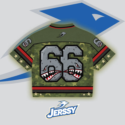 Jessy Brand Nitro Shark No 66 Graphics Blokecore Blokette V-Neck T-shirt1