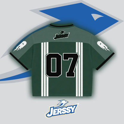 Jerssy Brand Green Field No 07 Graphics Blokecore Blokette V-Neck T-shirt