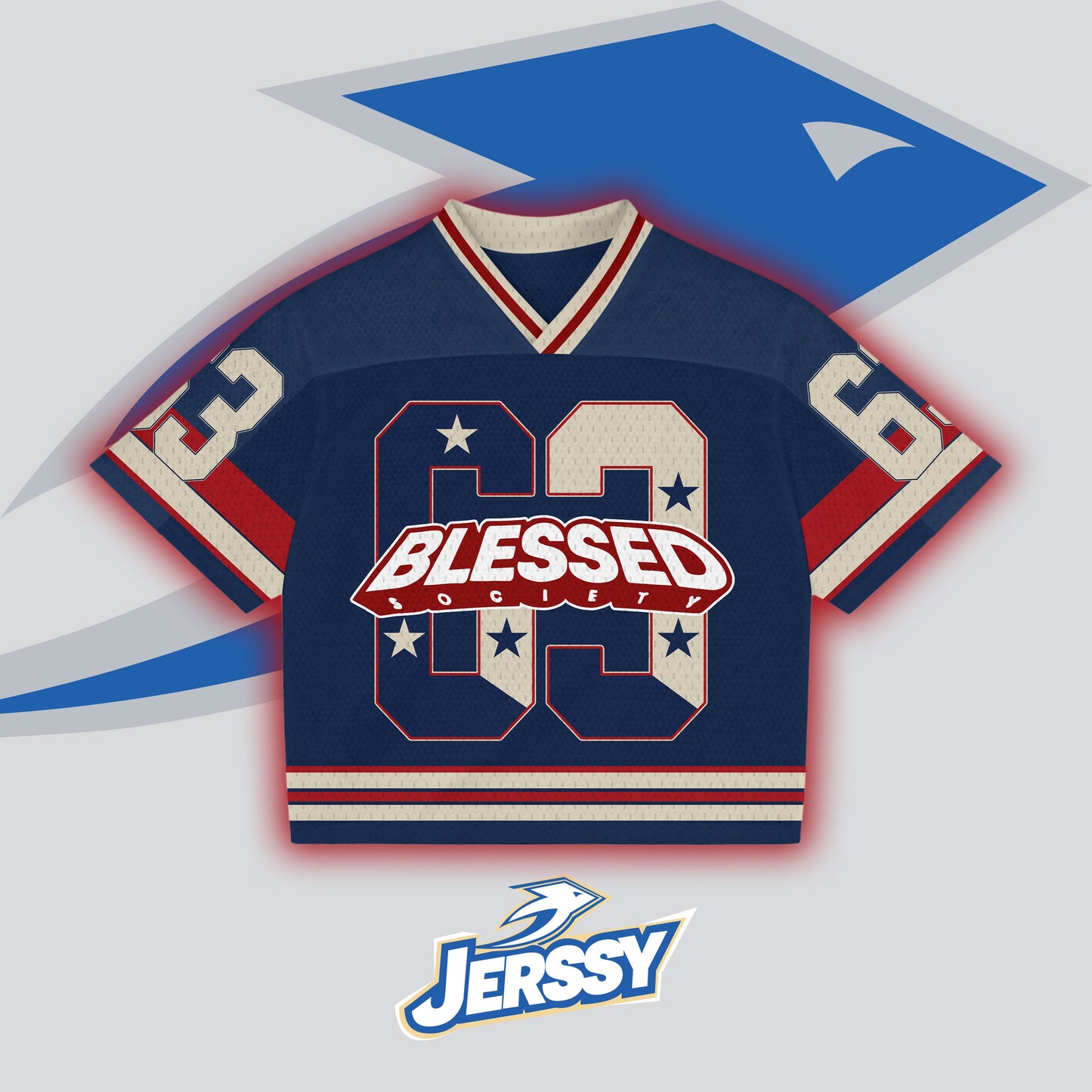 Jerssy Brand Blessed No 63 Graphics Blokecore Blokette V-Neck T-shirt