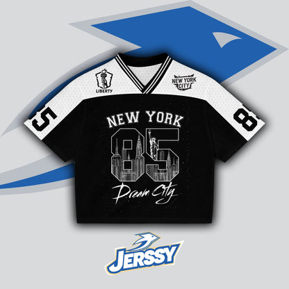 Jerssy Brand New York Dream City No 85 Graphics Blokecore Blokette V-Neck T-shirt