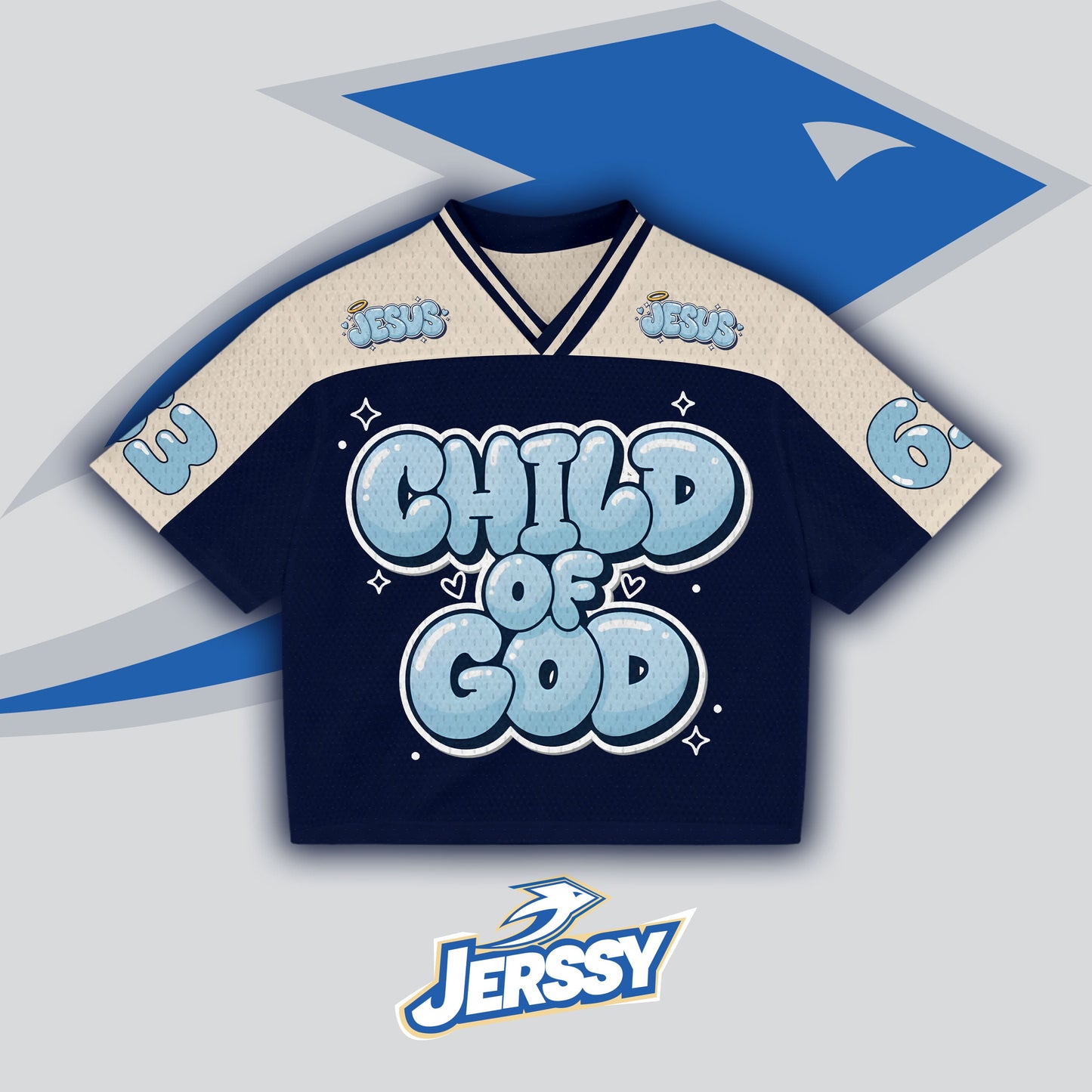 Jerssy Brand Child Of God No 67 Graphics Blokecore Blokette V-Neck T-shirt