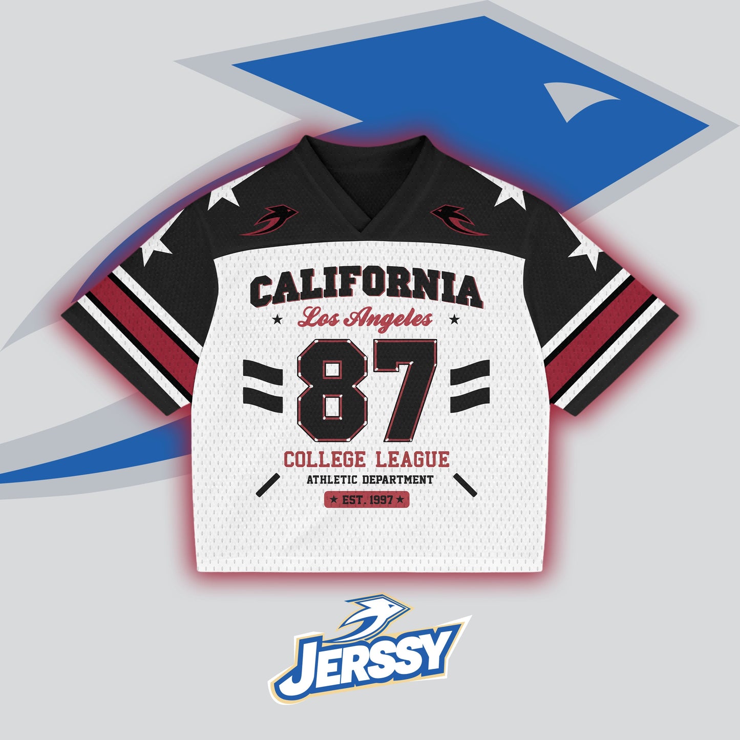 Jerssy Brand CALIFORNIA No 87 Graphics Blokecore Blokette V-Neck T-shirt