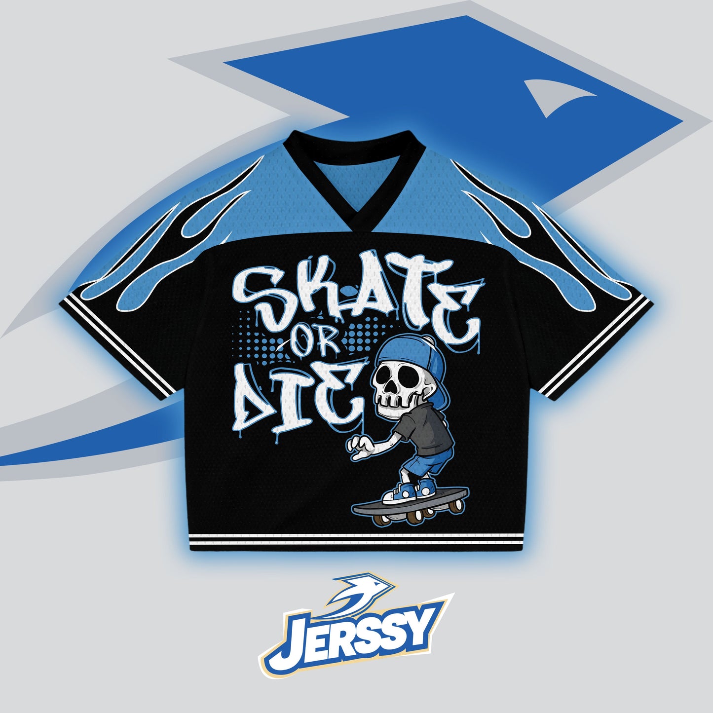 Jerssy Brand Skate Or Die No 03 Graphics Blokecore Blokette V-Neck T-shirt