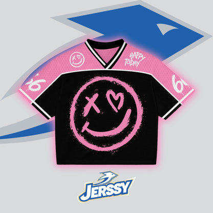 Jerssy Brand Happy Today No 66 Graphics Blokecore Blokette V-Neck T-shirt