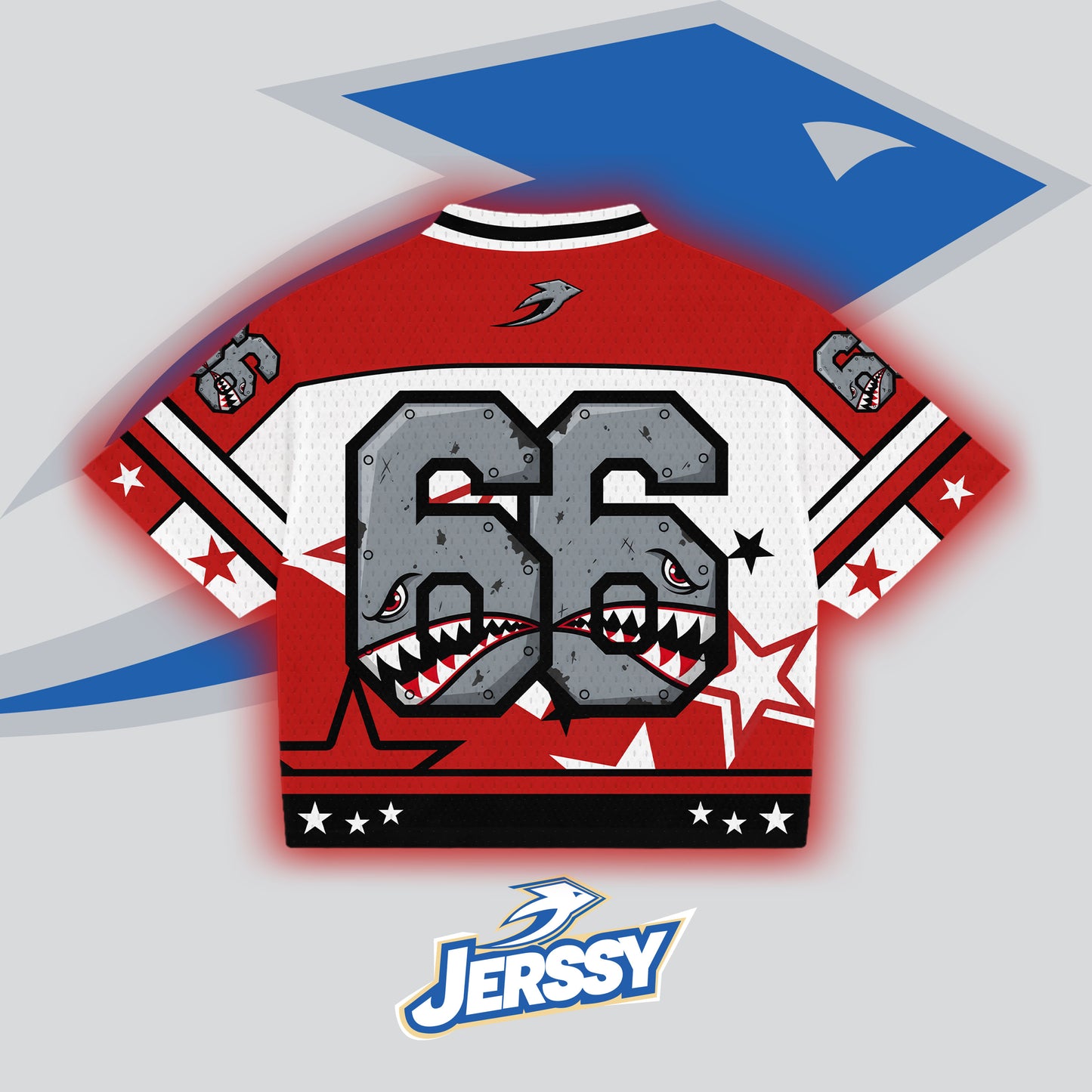 Jessy Brand Nitro Shark No 66 Graphics Blokecore Blokette V-Neck T-shirt1